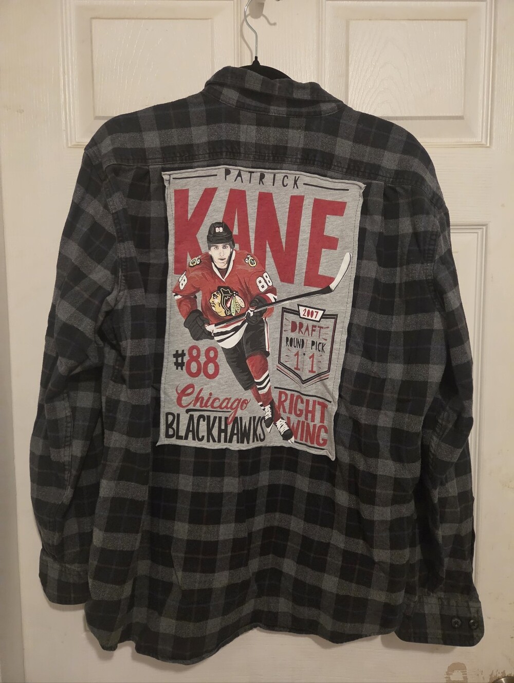 SOJARA Patrick Kane #88 Chicago Blackhawks Reworked Flannel Shirt Rare